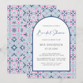 Arch Amalfi Tile Blue & Hot Pink Vrijgezellenfeest Kaart (Voorkant / Achterkant)