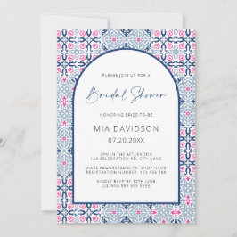 Arch Amalfi Tile Blue & Hot Pink Vrijgezellenfeest Kaart