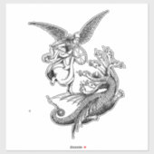 Arch Angel Fighting Hydra Dragon art illustratie Sticker (Vel)