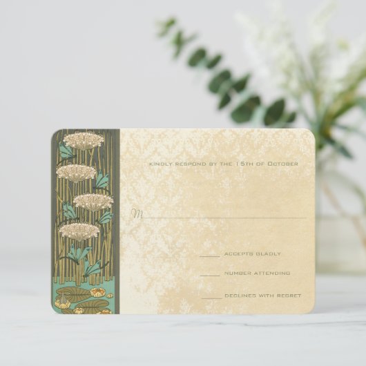 Arch Art Nouveau Dragonfly Lilypad Response Kaart (Staand voorkant)