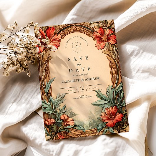  Arch Art Nouveau huwelijksuitnodiging Save The Date