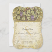 Arch Art Nouveau Peacock Birds Vineyard Wedding Kaart (Voorkant)