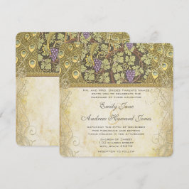 Arch Art Nouveau Peacock Birds Wedding Invitation Kaart