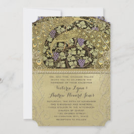 Arch Art Nouveau Peacock Birds Wedding Invitation Kaart