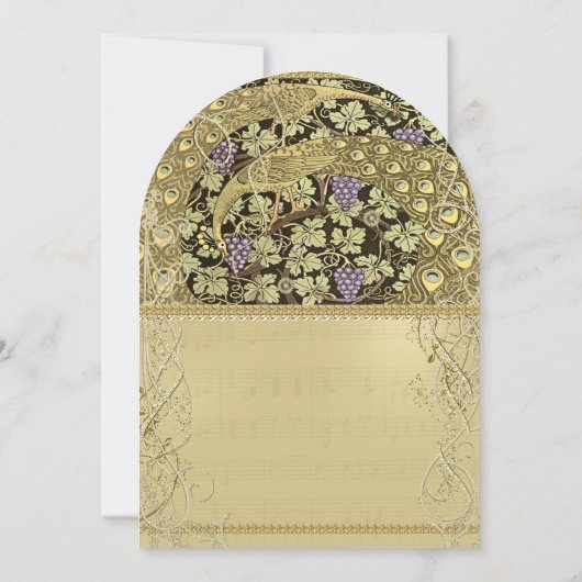 Arch Art Nouveau Peacock Birds Wedding Invitation Kaart (Achterkant)