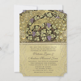 Arch Art Nouveau Peacock Birds Wedding Invitation Kaart