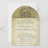Arch Art Nouveau Peacock Birds Wedding Invitation Kaart (Voorkant)