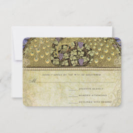 Arch Art Nouveau Peacock Birds Wedding RSVP