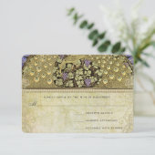 Arch Art Nouveau Peacock Birds Wedding RSVP (Staand voorkant)