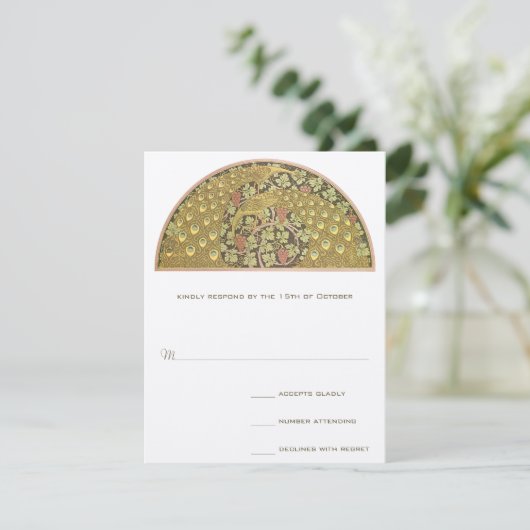 Arch Art Nouveau Vineyard Peacock Response Kaart (Staand voorkant)