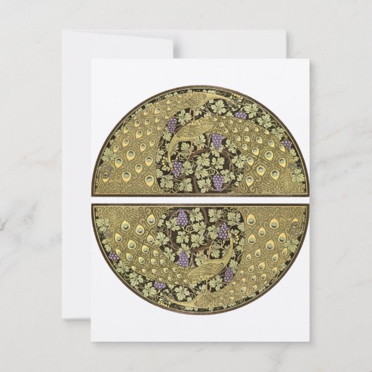 Arch Art Nouveau Vineyard Peacock Response Kaart (Achterkant)