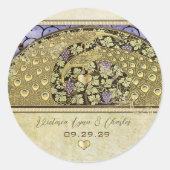 Arch Art Nouveau Wijngaard Peacock Ronde Sticker (Voorkant)