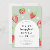 Arch Berry First Birthday Strawberry Theme Kaart (Voorkant)