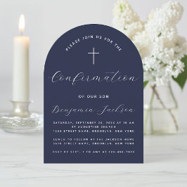 Arch Bevestiging Navy Blauwe Religieuze Jongen Scr Kaart