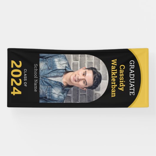 Arch Black Gold Photo Afstuderen Spandoek (Horizontaal)