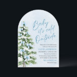 Arch Blue Bow Baby Het is koud buiten Baby shower Kaart<br><div class="desc">Nodig je geliefden uit voor een magisch winterfeest met deze Blue Bows Christmas Tree Baby It's Cold Outside Baby shower Invitation. Dit ontwerp is versierd met elegante blauwe bogen en een feestelijke kerstboom en weerspiegelt perfect de charme van het winterse baby shower van een jongen. De koele blauwe tinten en...</div>