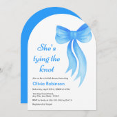 Arch Blue Bow She's Tying the Knot Bridal Shower Kaart (Voorkant / Achterkant)