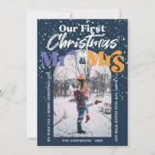 Arch Blue Eerste Kerstdag Mr. en Mrs. Paar Foto Feestdagenkaart (Voorkant)