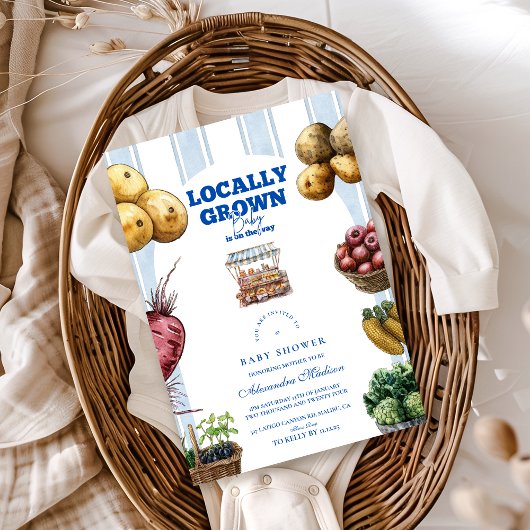 Arch Blue Farmers Market Baby shower Kaart