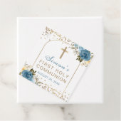 Arch Blue Gold Floral 1e Heilige Communie Hartelij Bedankjes Labels (In situ)