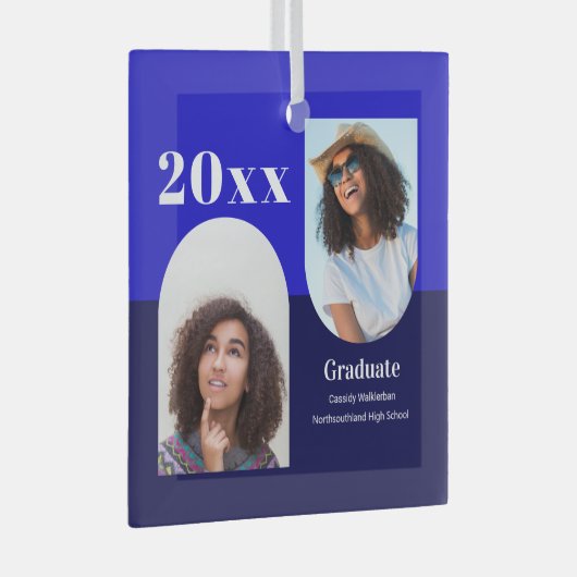 Arch Blue Photo Afstuderen Glas Ornament (Voorkant Rechts)