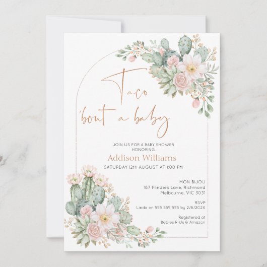 Arch Blush Bloemen Taco 'bout een Baby Baby Kaart (Voorkant)
