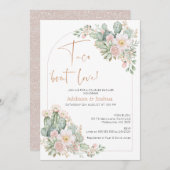 Arch Blush Bloemen Taco 'Over Liefde Koppels Bruid Kaart (Voorkant / Achterkant)