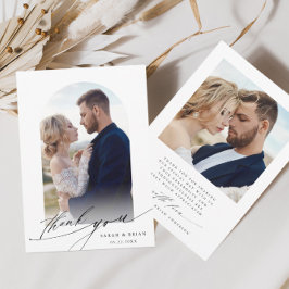 Arch Boho Calligraphy 2 Photo Wedding Bedankkaart