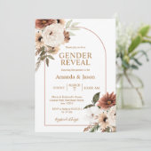 Arch Boho Floral Gender Reopenbaart uitnodiging (Staand voorkant)