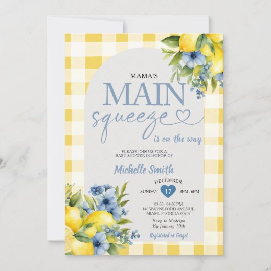 Arch Boho Mama's Main Squeeze Lemon Baby shower Kaart (Voorkant)