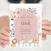 Arch Boho Pampas Grass Animal Safari Birthday Kaart