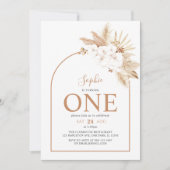 Arch Boho Pampas Grass Baby Girl 1e verjaardag Kaart (Voorkant)