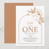 Arch Boho Pampas Grass Baby Girl 1e verjaardag Kaart (Voorkant / Achterkant)