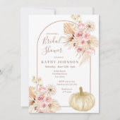 Arch Boho Pampas Grass en Pumpkin Vrijgezellenfees Kaart (Voorkant)