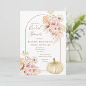 Arch Boho Pampas Grass en Pumpkin Vrijgezellenfees Kaart (Staand voorkant)