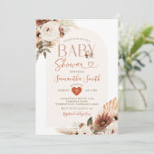 Arch Boho Pampas Grass Floral Baby shower Kaart (Staand voorkant)