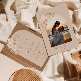 Arch Boho Pampas Grass Wedding Kaart