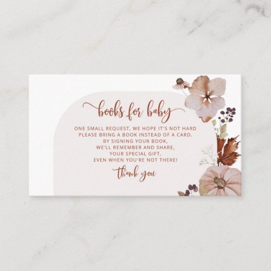 Arch boho pompoenboeken voor baby ticket informatiekaartje (Voorkant)