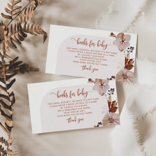 Arch boho pompoenboeken voor baby ticket informatiekaartje