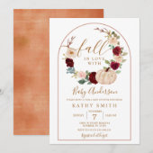 Arch Boho rustieke bloemige Herfst In liefde Baby Kaart (Voorkant / Achterkant)