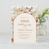 Arch Boho Wildflower 100e verjaardag Kaart (Staand voorkant)