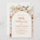 Arch Boho Wildflower 90e verjaardag Kaart (Voorkant)