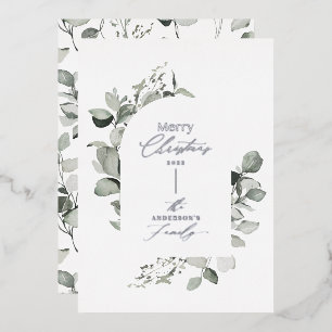 Arch botanical elegant modern kerstscript folie feestdagenkaart