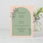 Arch & Botanische bladeren Blush & Sage Weddenscha Kaart (Staand voorkant)