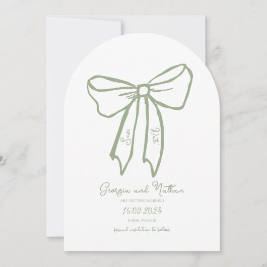 Arch Bow Sage Green Save the Date Uitnodiging (Voorkant)
