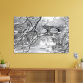 Arch Bridge over Frozen River in Winter Canvas Afdruk (Insitu (Woonkamer))