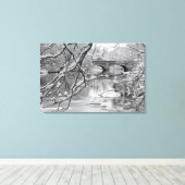 Arch Bridge over Frozen River in Winter Canvas Afdruk (Insitu (Houten vloer))