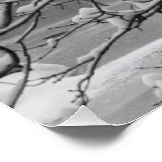 Arch Bridge over Frozen River in Winter Perfect Poster (Hoek)