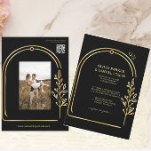 Arch bruiloft | QR-code | Monogram Floral bruiloft Kaart