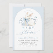 Arch Bunny Blue Floral Baby shower Uitnodiging (Voorkant)